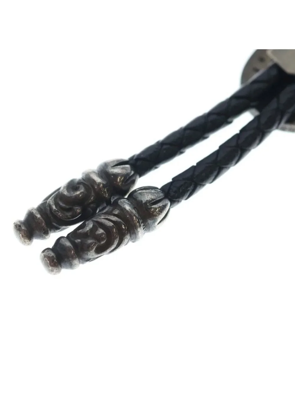 Chrome Hearts Bolotie Ovaltiny Tiny Classic Oval Cross Loop Tie Silver Black